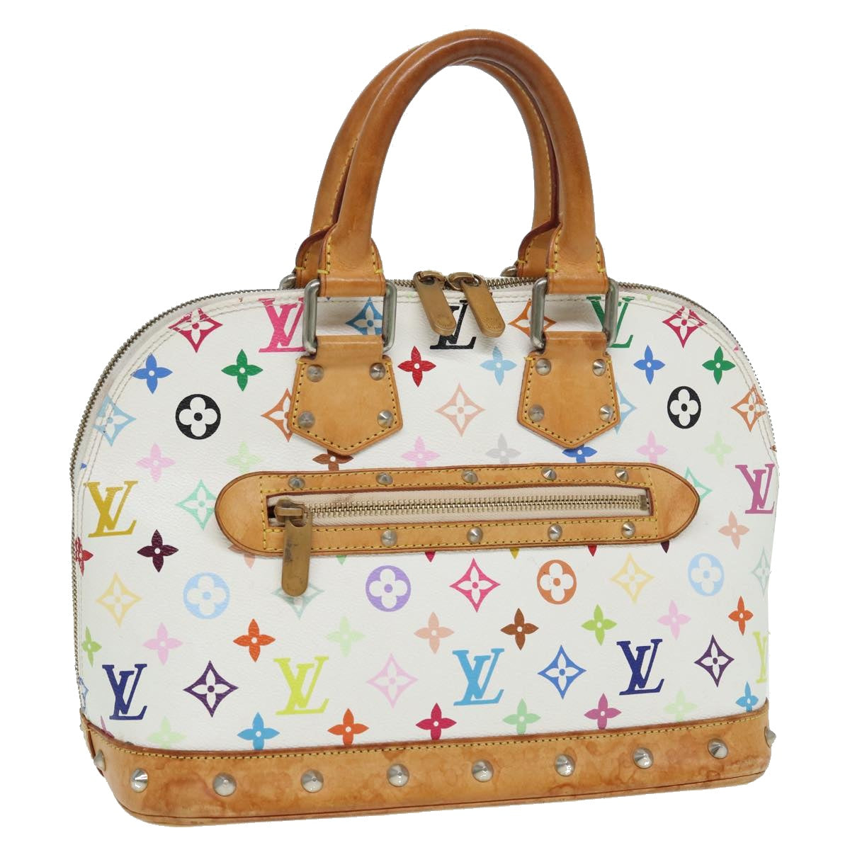 LOUIS VUITTON Monogram Multicolor Alma Hand Bag White M92647 LV Auth 69928