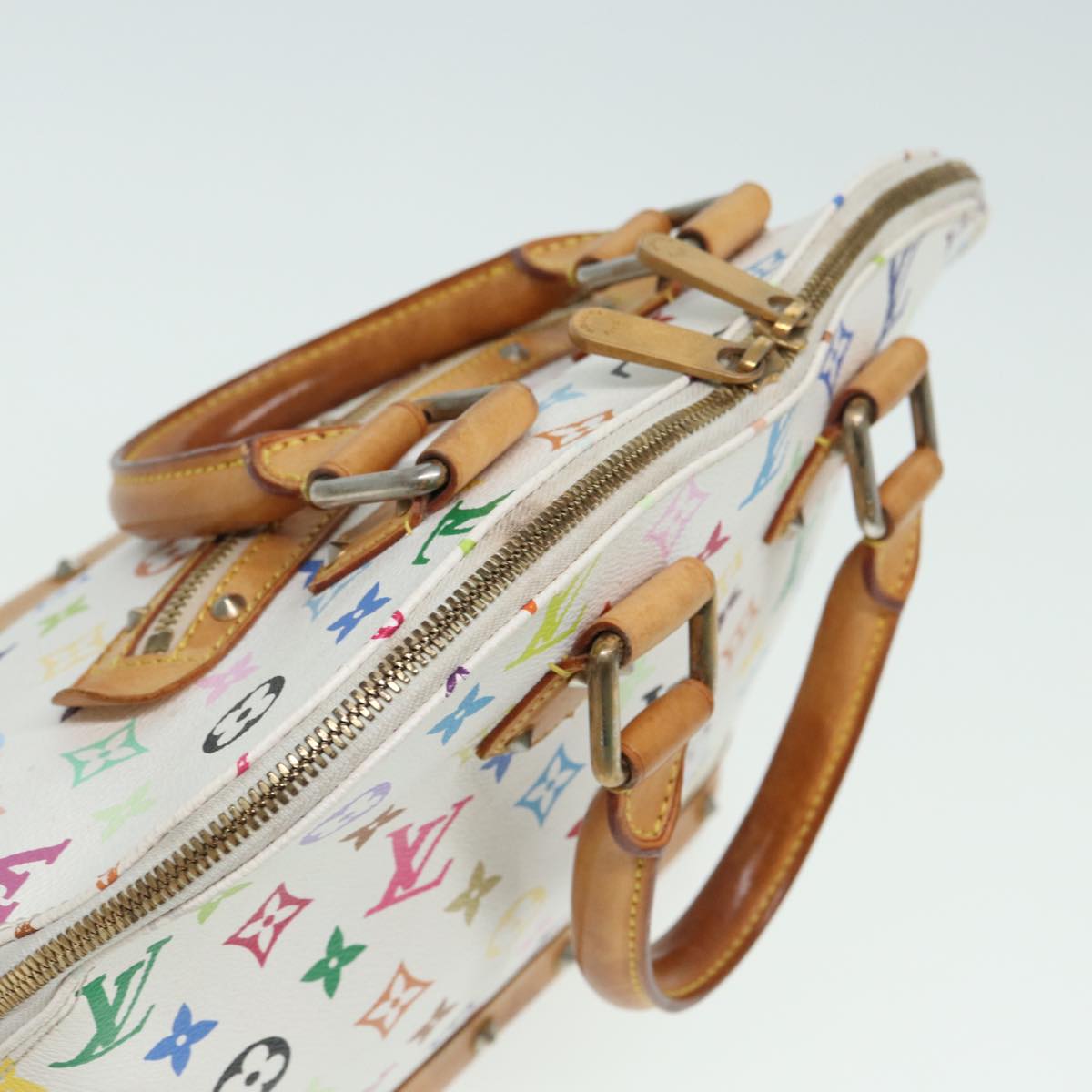 LOUIS VUITTON Monogram Multicolor Alma Hand Bag White M92647 LV Auth 69928