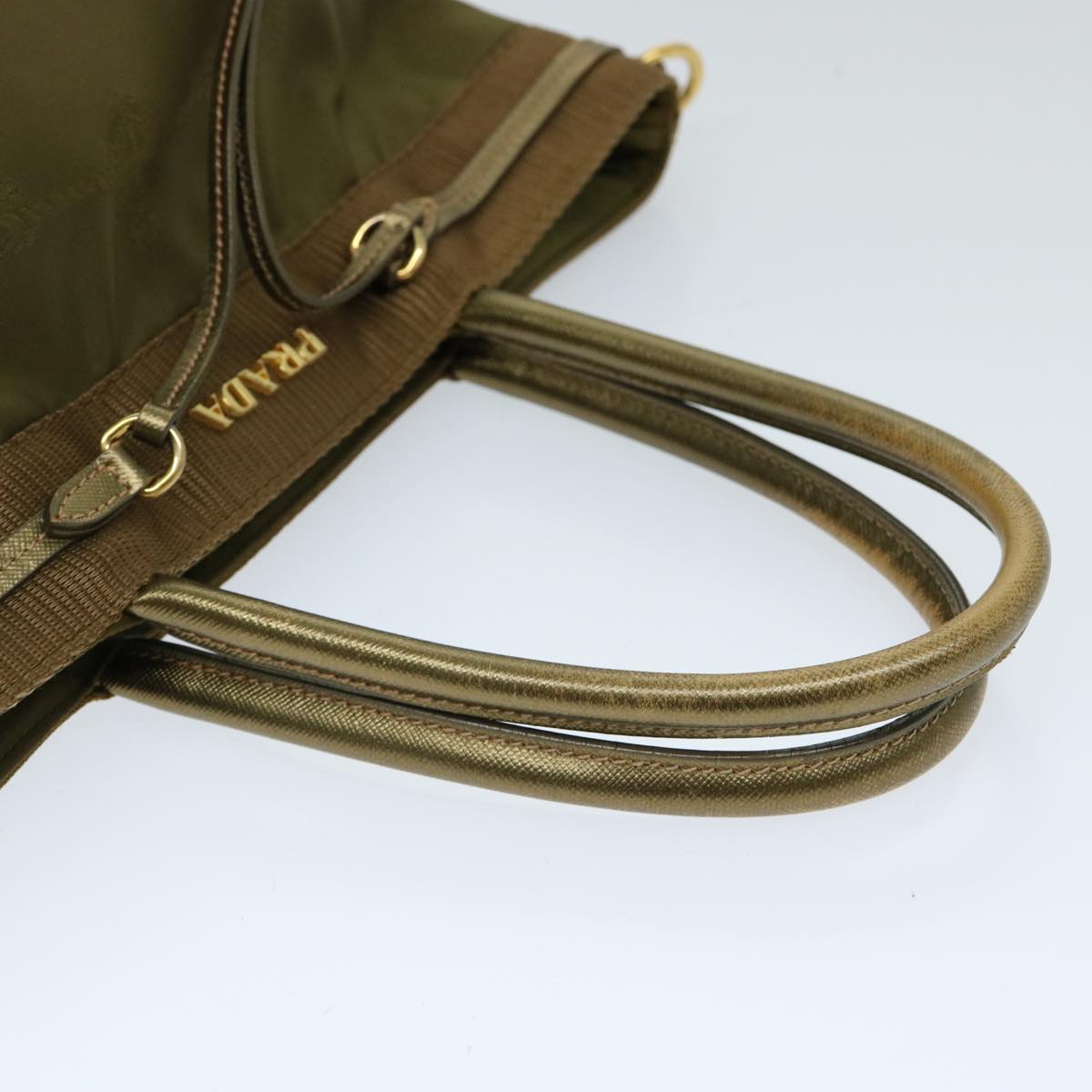 PRADA Hand Bag Nylon Khaki Auth 69939