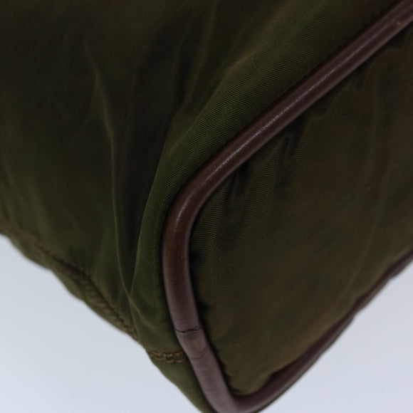 CELINE Hand Bag Nylon Khaki Auth 69940