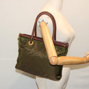 CELINE Hand Bag Nylon Khaki Auth 69940-23