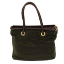 CELINE Hand Bag Nylon Khaki Auth 69940-2
