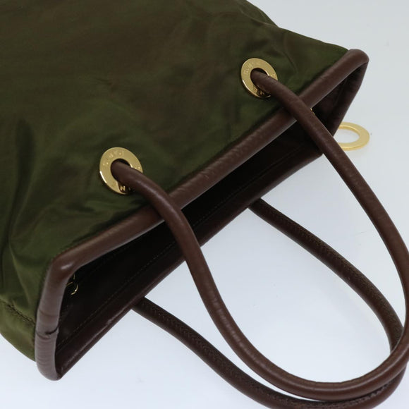 CELINE Hand Bag Nylon Khaki Auth 69940
