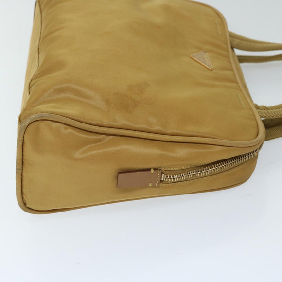 PRADA Hand Bag Nylon Beige Auth 69941