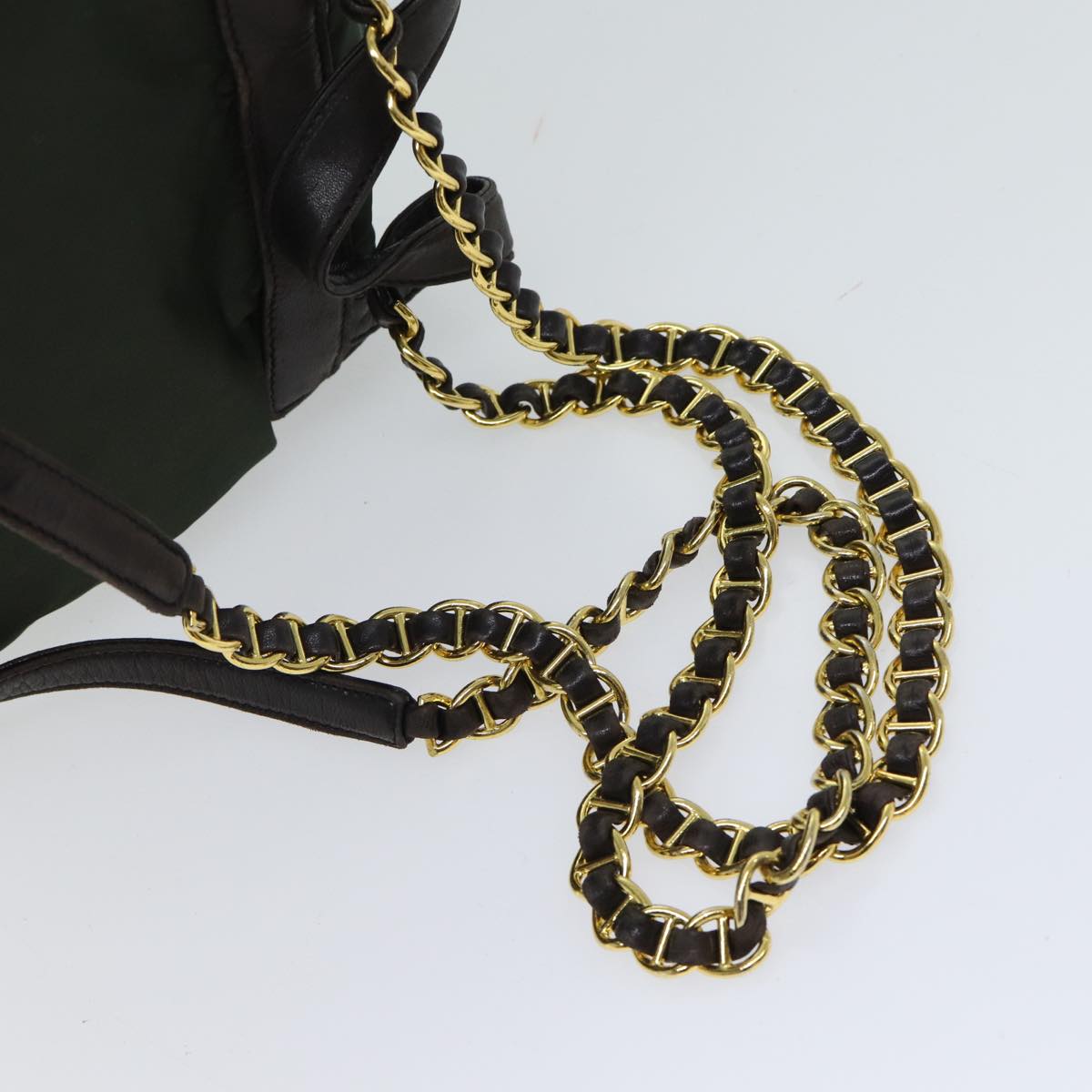 PRADA Chain Backpack Nylon Black Auth 69943