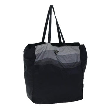 PRADA Tote Bag Nylon Black Gray Auth 69946
