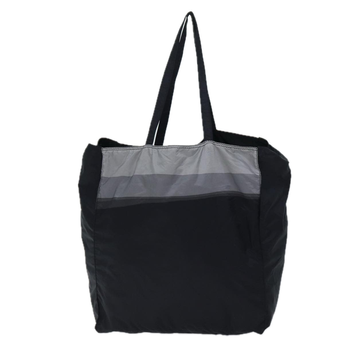 PRADA Tote Bag Nylon Black Gray Auth 69946 - 0