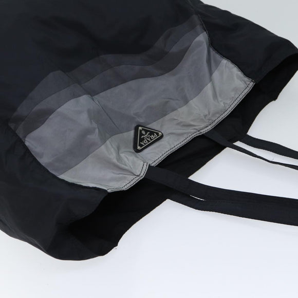 PRADA Tote Bag Nylon Black Gray Auth 69946