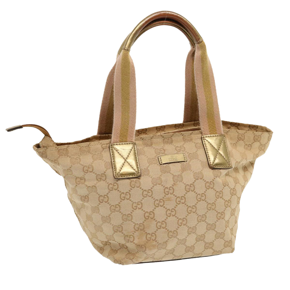 GUCCI GG Canvas Sherry Line Hand Bag Beige Gold pink 131228 Auth 69953 - 0