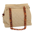 CHANEL Tote Bag Canvas Beige CC Auth 69969-1