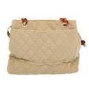 CHANEL Tote Bag Canvas Beige CC Auth 69969-2