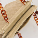 CHANEL Tote Bag Canvas Beige CC Auth 69969-6