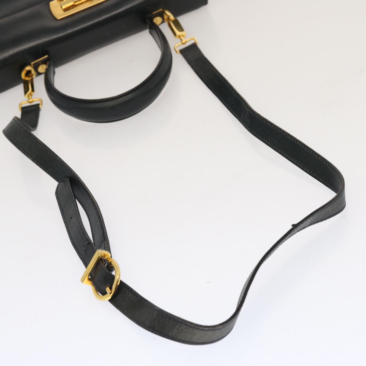 Salvatore Ferragamo Hand Bag Leather 2way Black Auth 69971