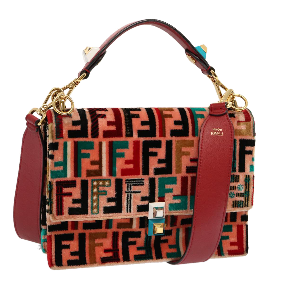 FENDI Zucca Canvas Canai Hand Bag 2way Pink Red Auth 69973A