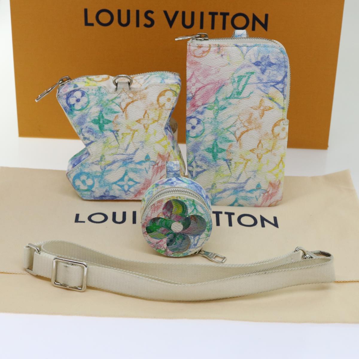 LOUIS VUITTON Monogram Pastel Colors LV Block Multicolor M57277 LV Auth 69979A