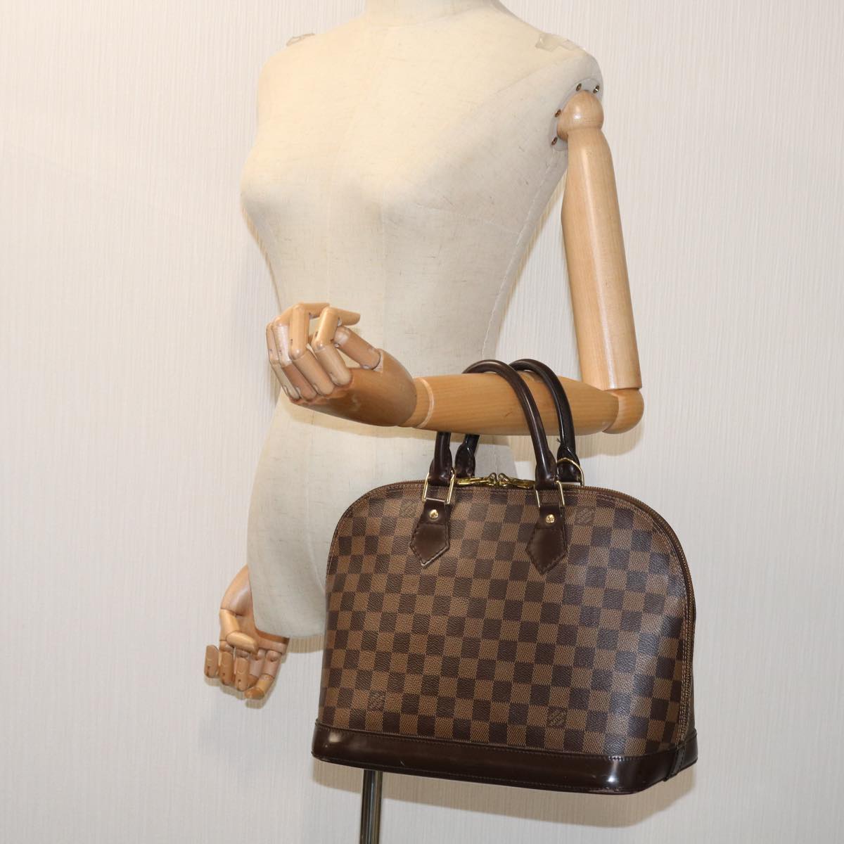 LOUIS VUITTON Damier Ebene Alma Hand Bag N51131 LV Auth 69984