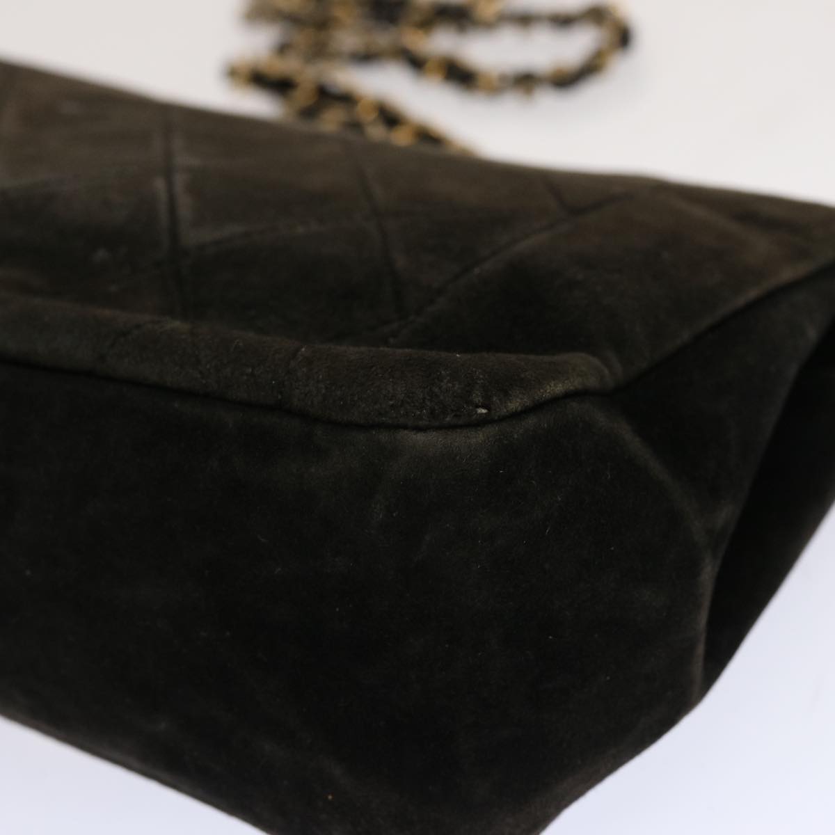 CHANEL Diana Matelasse Chain Shoulder Bag Suede Black CC Auth 69992A