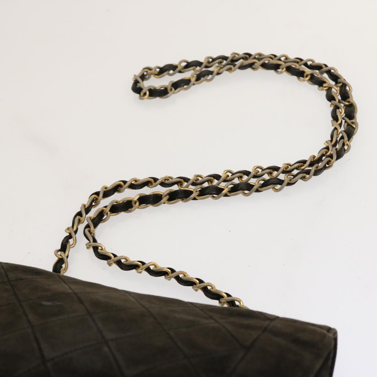 CHANEL Diana Matelasse Chain Shoulder Bag Suede Black CC Auth 69992A