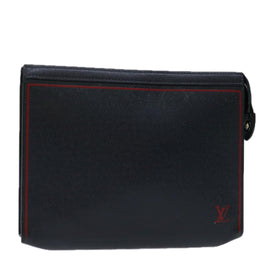 LOUIS VUITTON Taiga Pochette Voyager MM Clutch Bag Blue Marine M63394 Auth 70038