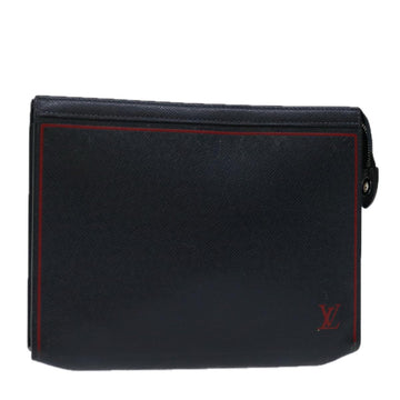 LOUIS VUITTON Taiga Pochette Voyager MM Clutch Bag Blue Marine M63394 Auth 70038