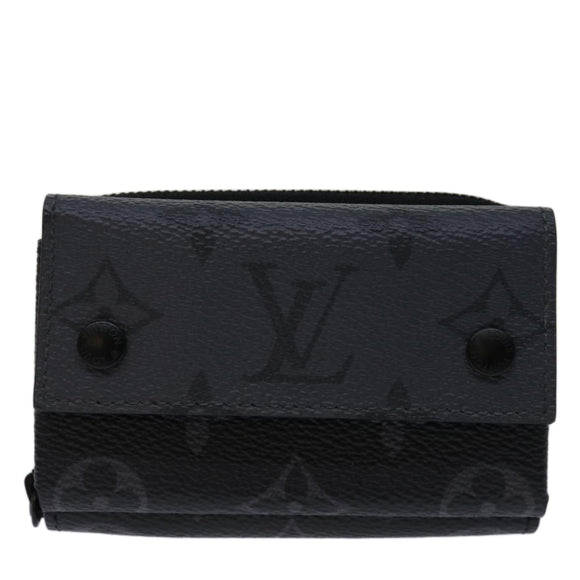 LOUIS VUITTON Monogram Eclipse Discovery Compact Wallet M67630 LV Auth 70054SM