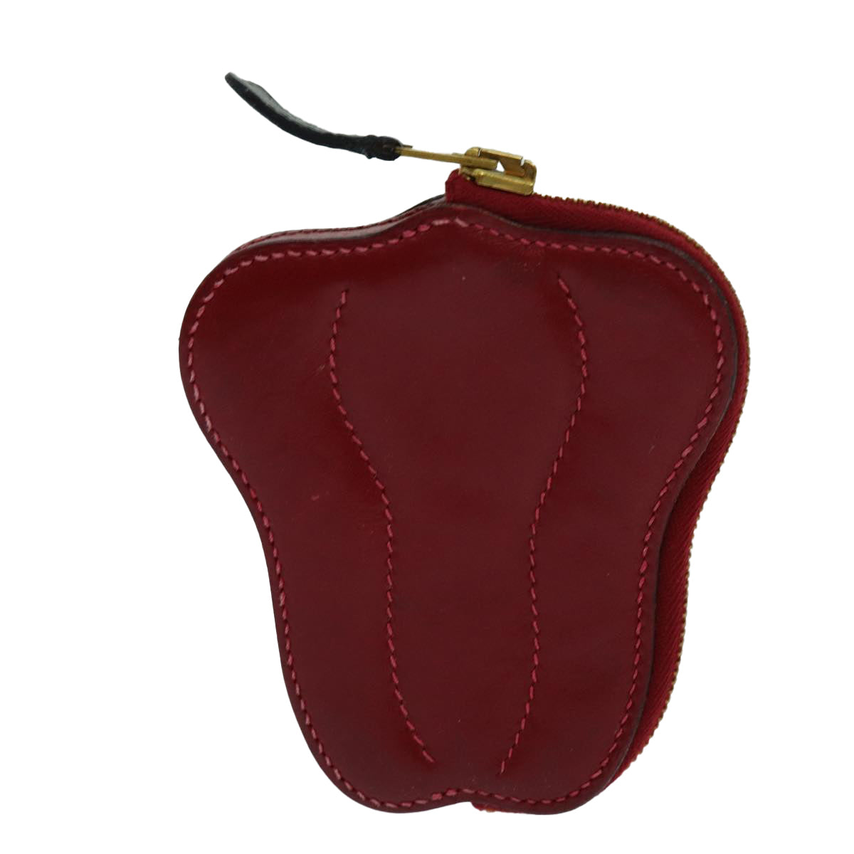 HERMES Fruit Motif Coin Purse Leather Red Auth 70056 - 0