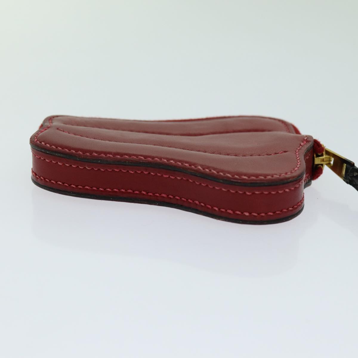 HERMES Fruit Motif Coin Purse Leather Red Auth 70056