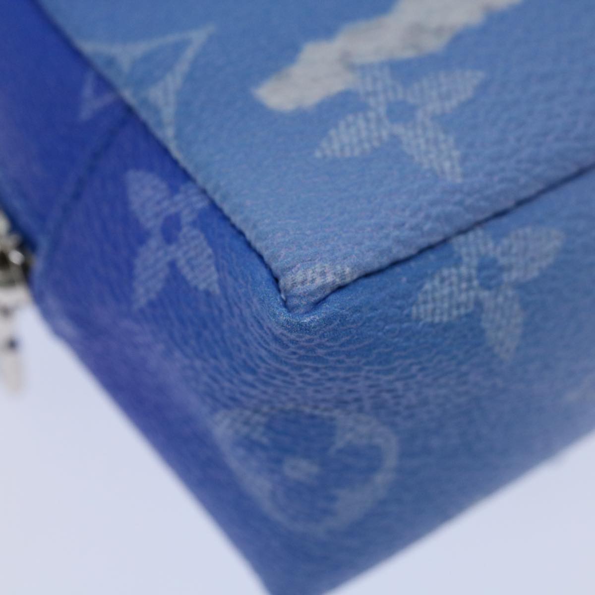 LOUIS VUITTON Monogram Clouds Bijoux Sac Squared Pouch Blue MP2792 Auth 70060S