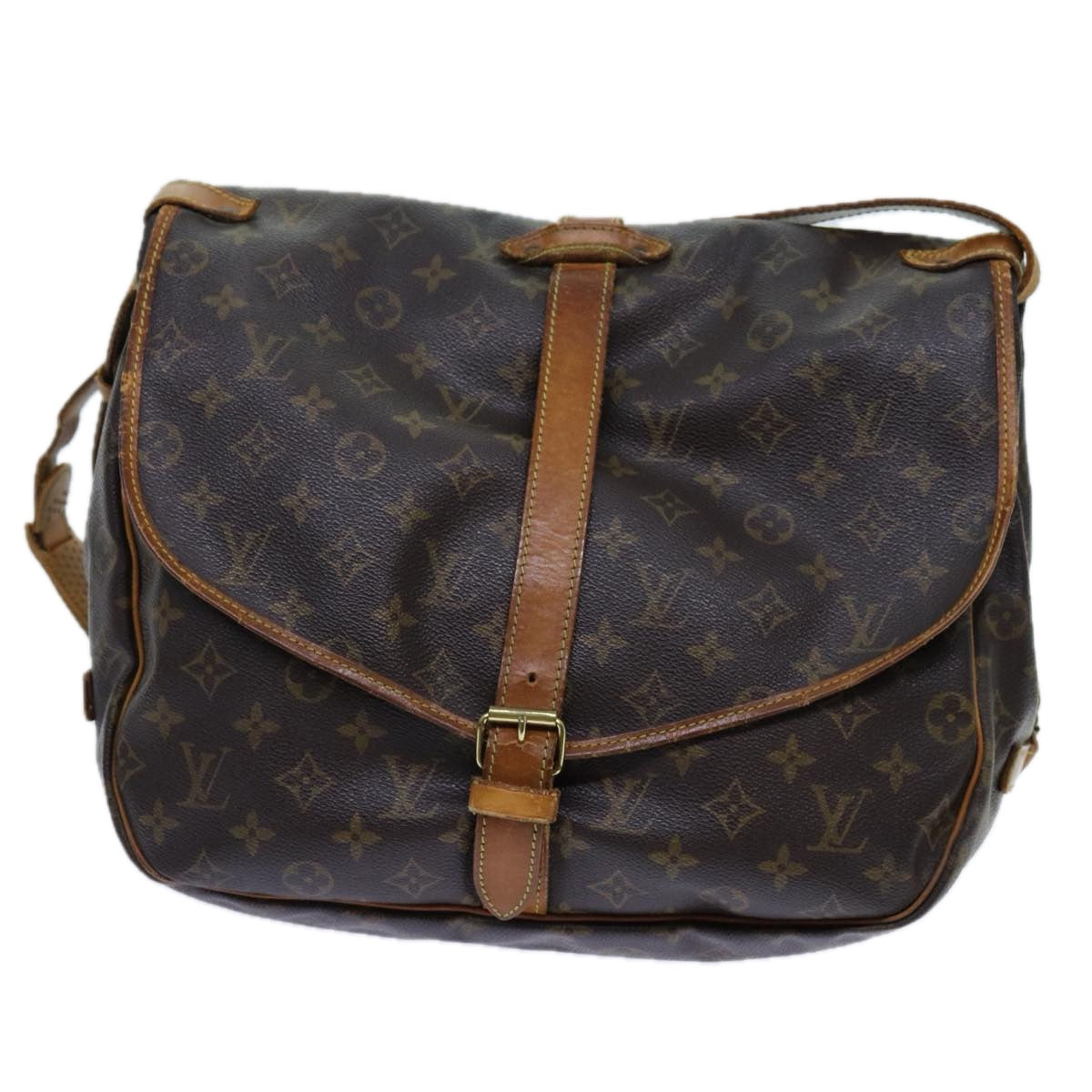 LOUIS VUITTON Monogram Saumur 35 Shoulder Bag M42254 LV Auth 70072