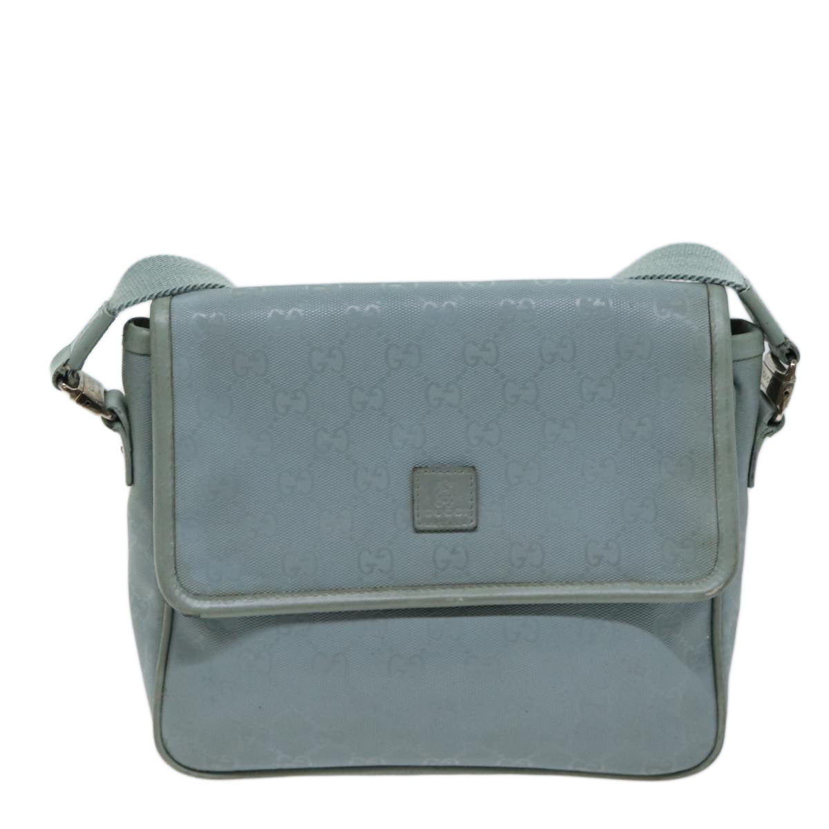 GUCCI GG implementation Shoulder Bag Light Blue 297559 Auth 70122