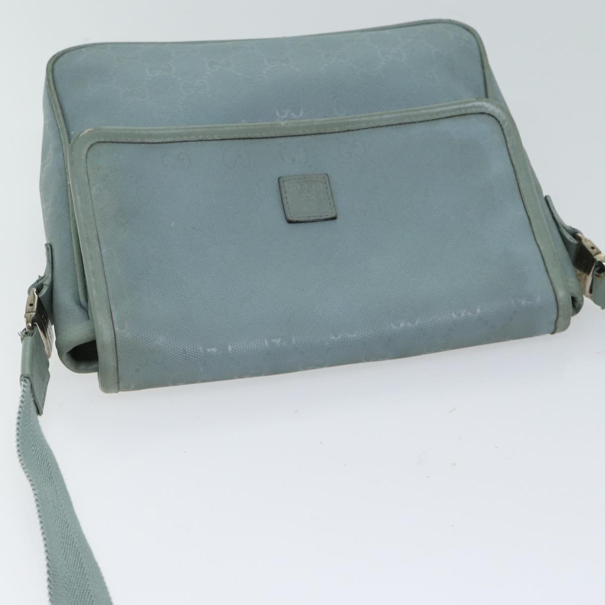 GUCCI GG implementation Shoulder Bag Light Blue 297559 Auth 70122