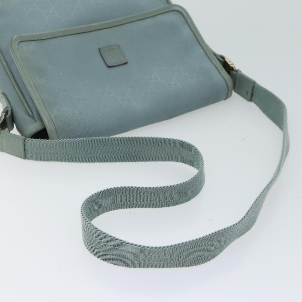 GUCCI GG implementation Shoulder Bag Light Blue 297559 Auth 70122