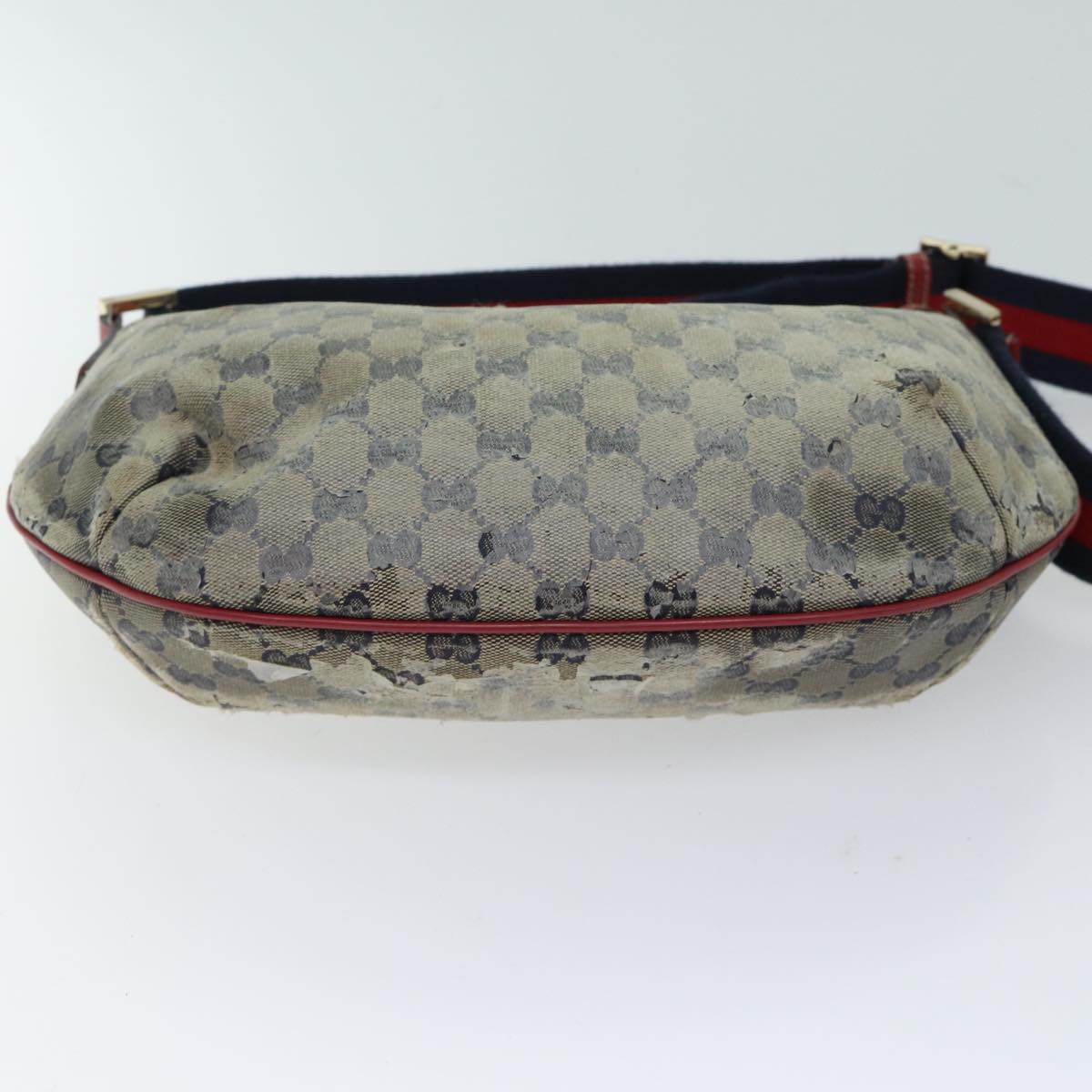 GUCCI GG Crystal Sherry Line Shoulder Bag Beige Red Navy 181092 Auth 70131