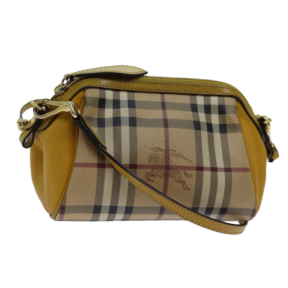 BURBERRY Nova Check Shoulder Bag PVC Leather Beige Auth 70150