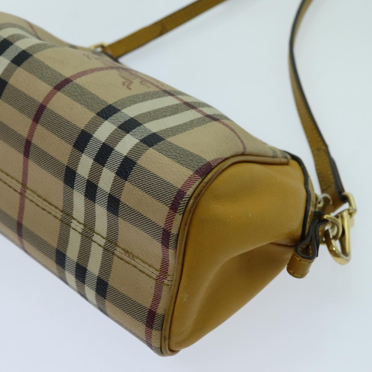 BURBERRY Nova Check Shoulder Bag PVC Leather Beige Auth 70150