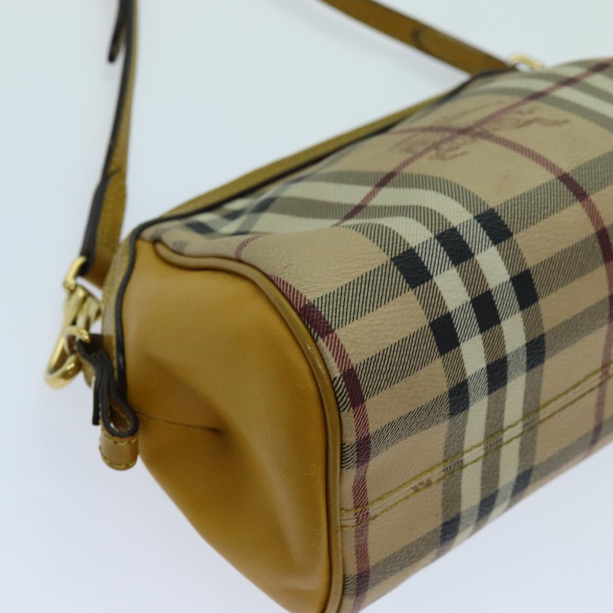 BURBERRY Nova Check Shoulder Bag PVC Leather Beige Auth 70150