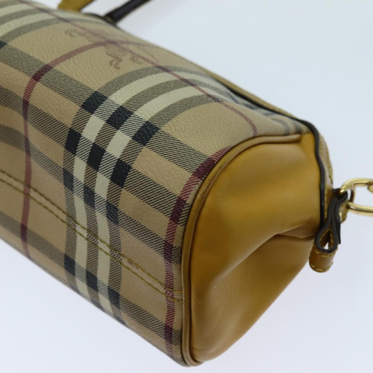 BURBERRY Nova Check Shoulder Bag PVC Leather Beige Auth 70150