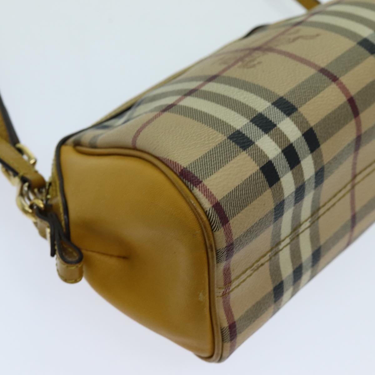 BURBERRY Nova Check Shoulder Bag PVC Leather Beige Auth 70150