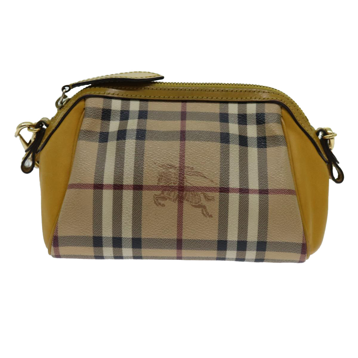 BURBERRY Nova Check Shoulder Bag PVC Leather Beige Auth 70150