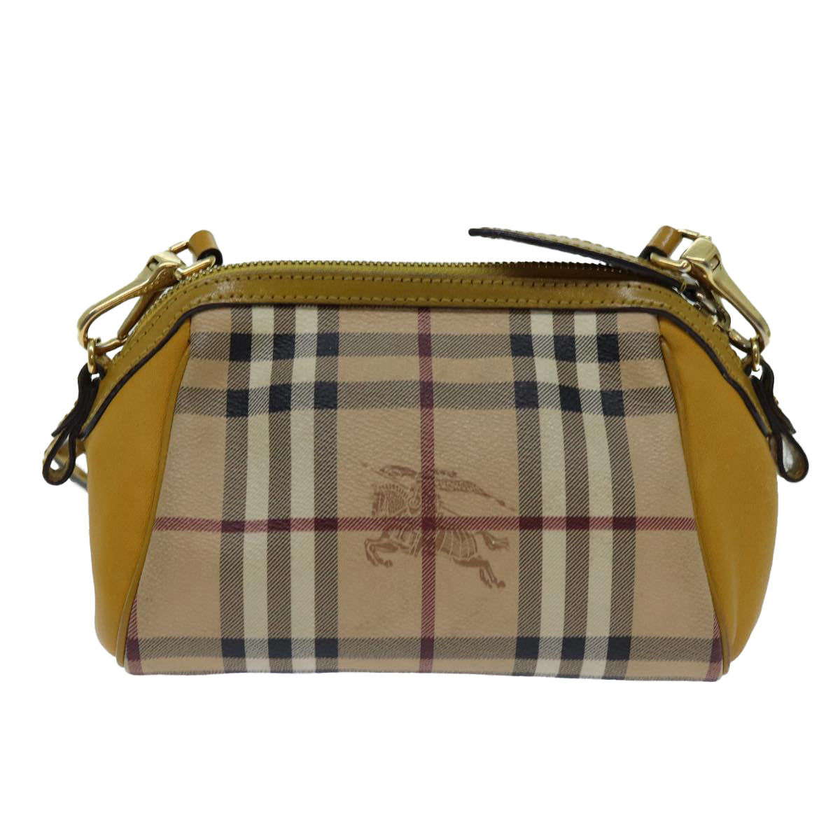 BURBERRY Nova Check Shoulder Bag PVC Leather Beige Auth 70150 - 0