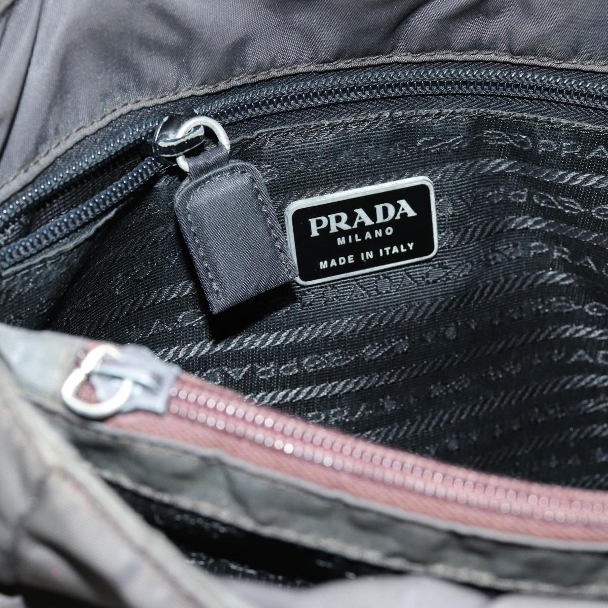 PRADA Hand Bag Nylon Brown Auth 70153