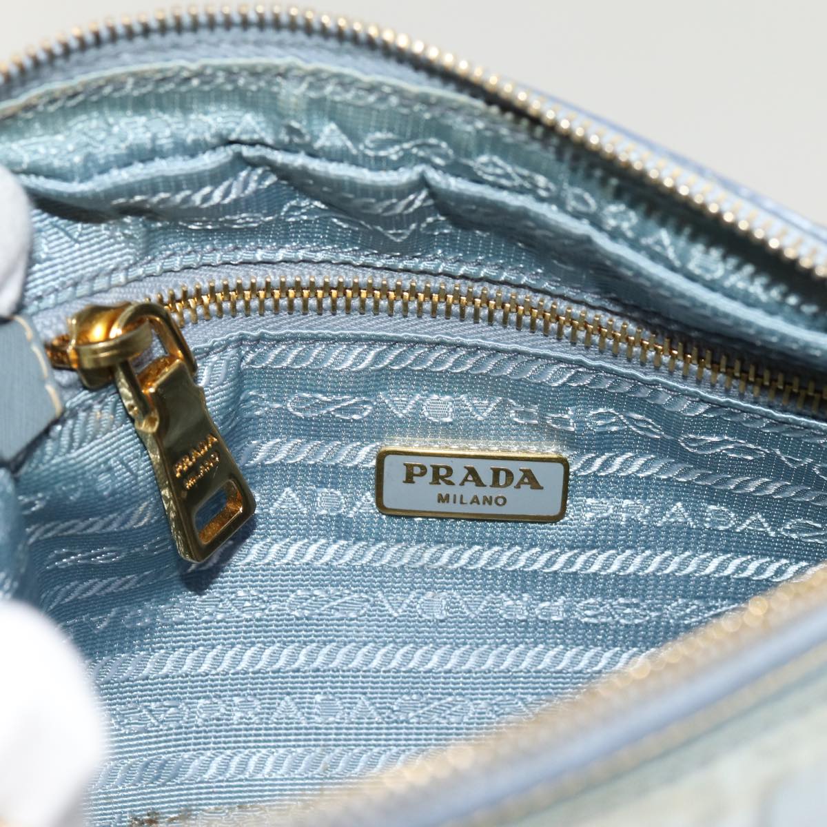 PRADA Shoulder Bag Nylon Light Blue Auth 70157