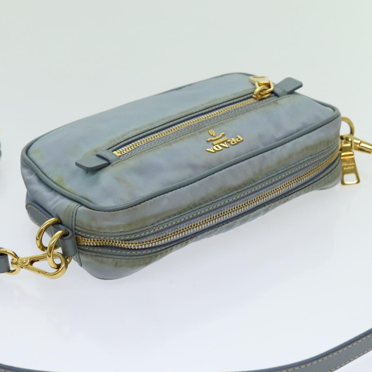 PRADA Shoulder Bag Nylon Light Blue Auth 70157