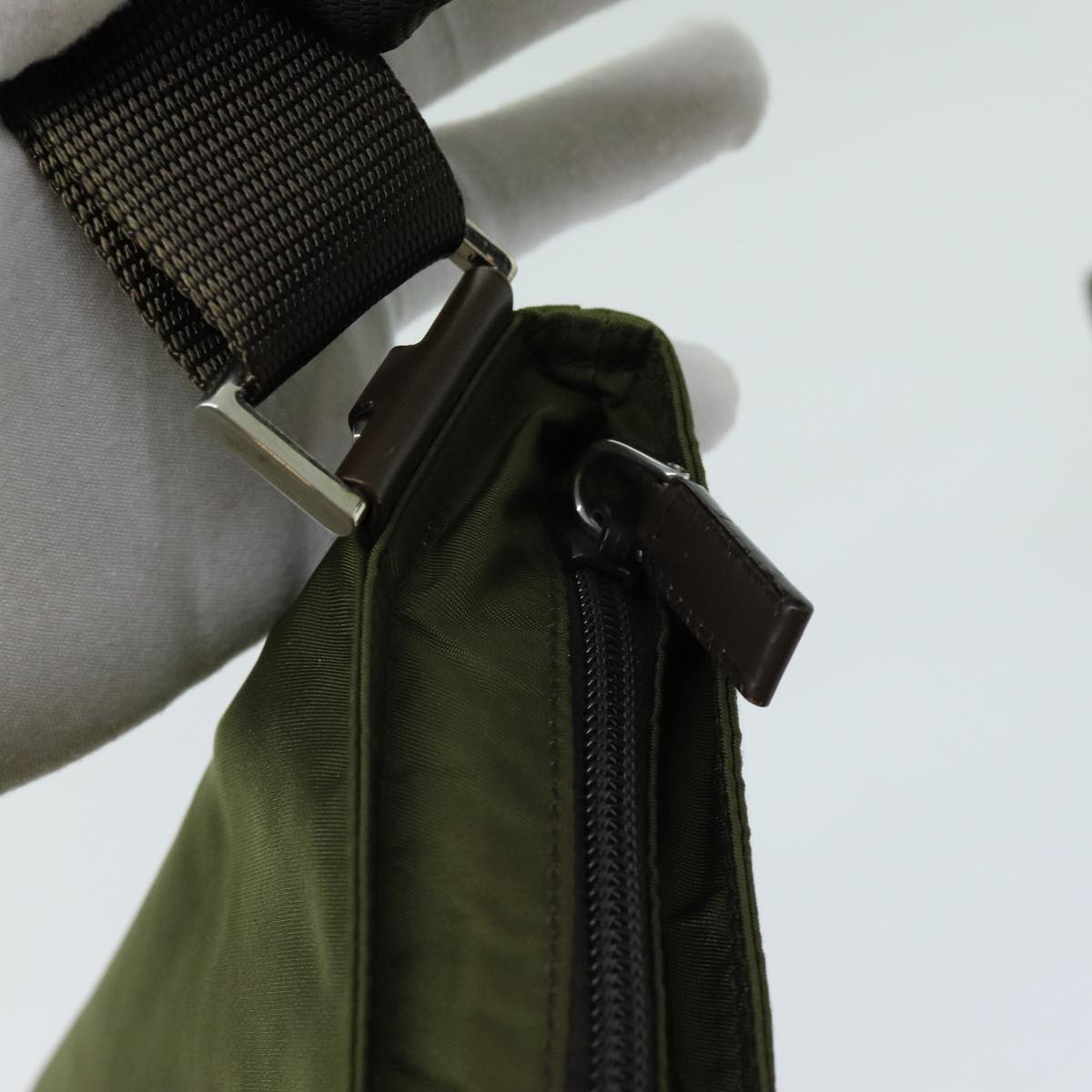 PRADA Shoulder Bag Nylon Khaki Auth 70159
