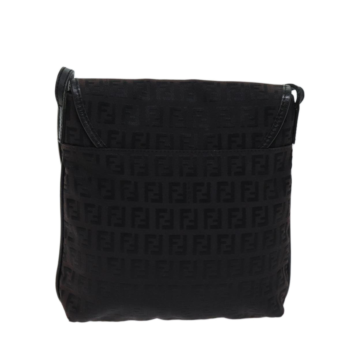 FENDI Zucchino Canvas Shoulder Bag Black Auth 70164 - 0