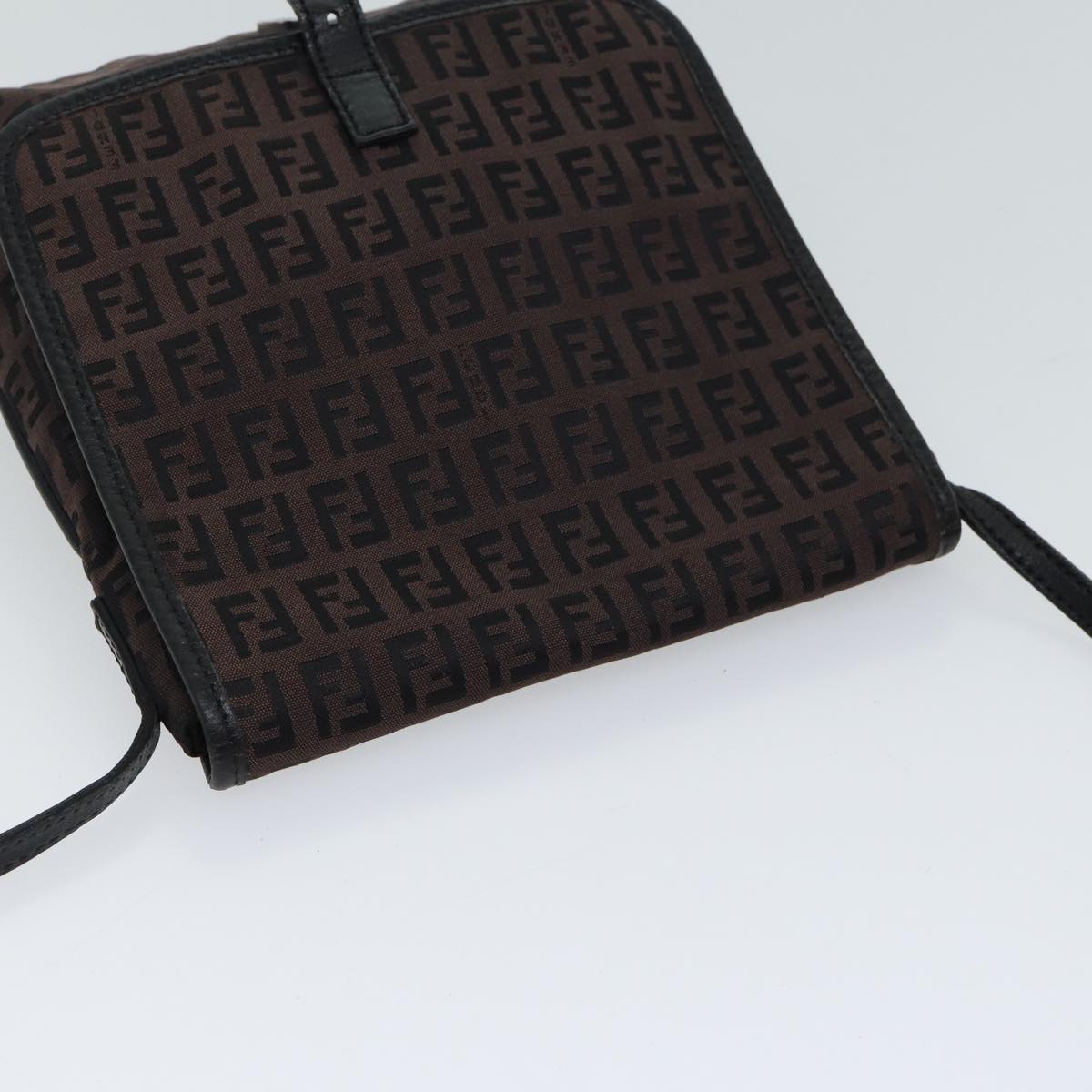 FENDI Zucchino Canvas Shoulder Bag Black Auth 70164