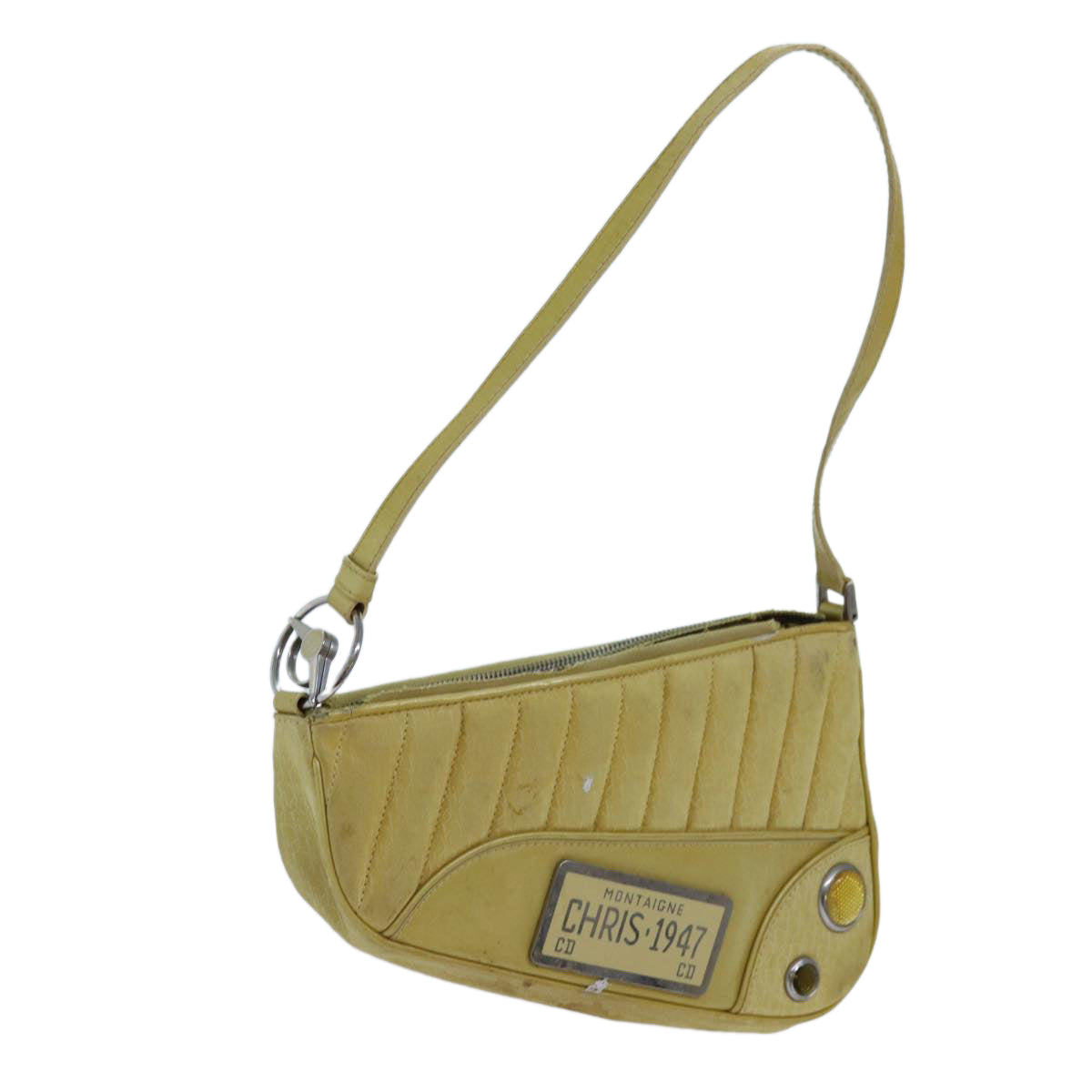 Christian Dior Trotter Canvas Shoulder Bag Yellow Auth 70172