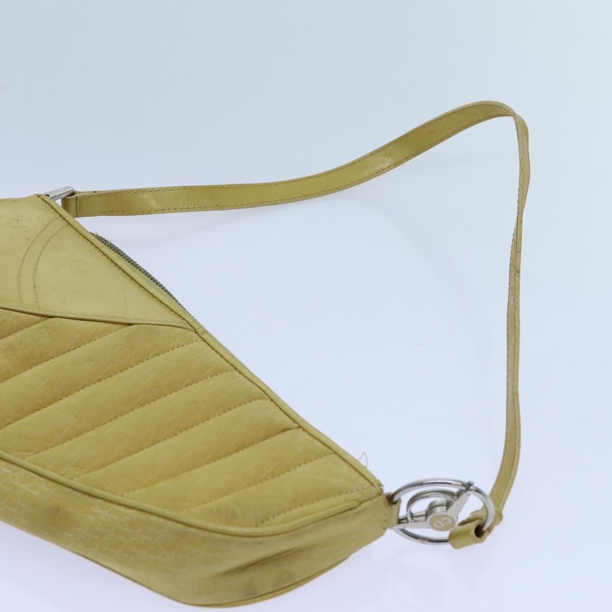 Christian Dior Trotter Canvas Shoulder Bag Yellow Auth 70172