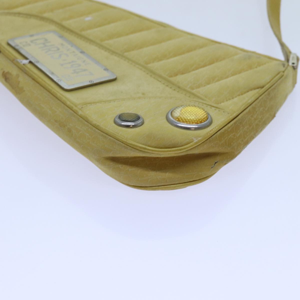 Christian Dior Trotter Canvas Shoulder Bag Yellow Auth 70172