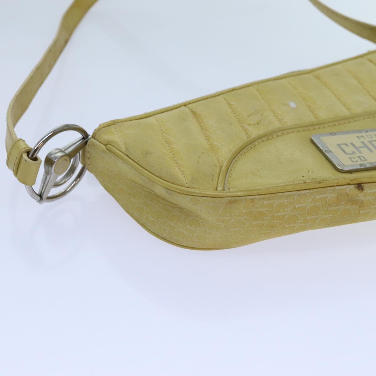 Christian Dior Trotter Canvas Shoulder Bag Yellow Auth 70172